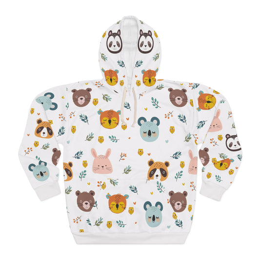 Unisex Pullover Hoodie (Cute Wild Animals Design)