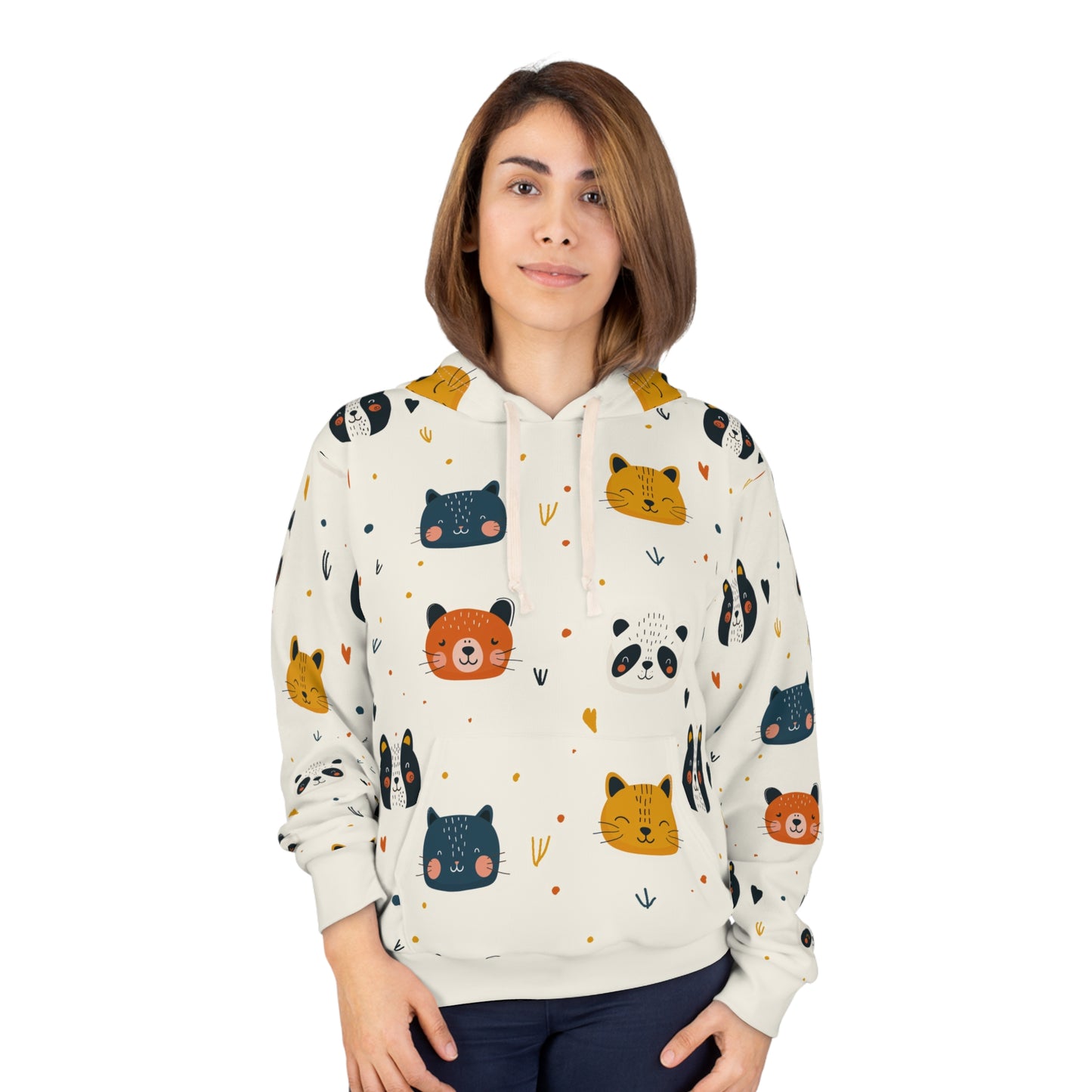 Unisex Pullover Hoodie (Cute Wild Animals Design)