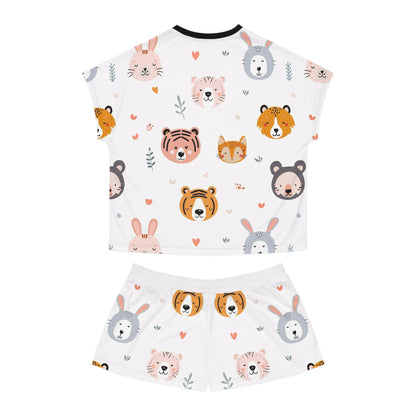 Women’s Short Pajama Set (Cute Wild Animals Design)