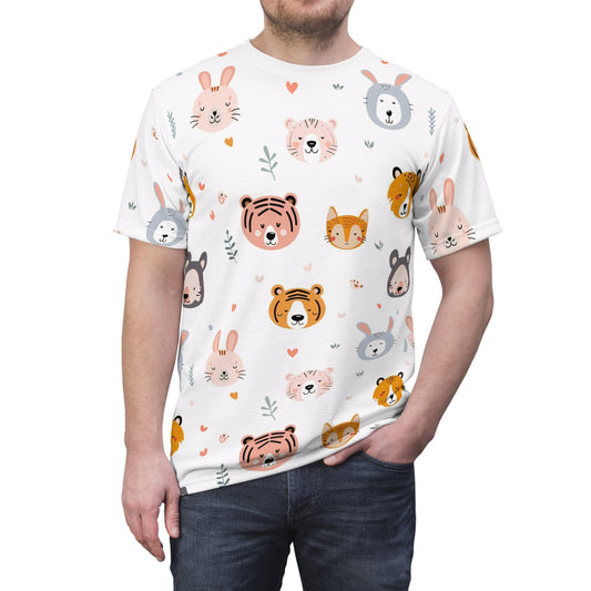Men's Cut & Sew Tee (Cute Wild Animals Design)