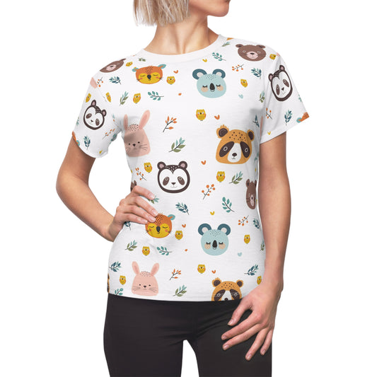 Women's Cut & Sew Tee (Cute Wild Animals Design)
