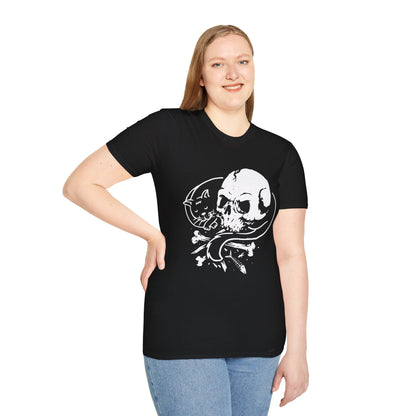 Gothic Skull and Cat Unisex T-Shirt