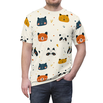 Men's Cut & Sew Tee (Cute Wild Animals Design)