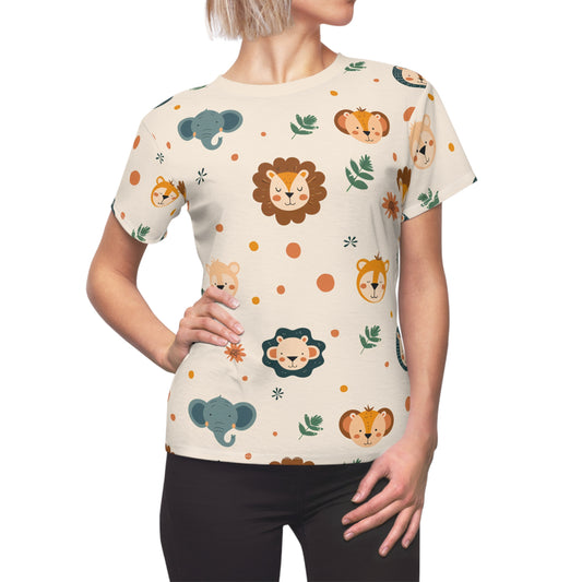 Women's Cut & Sew Tee (Cute Wild Animals Design)