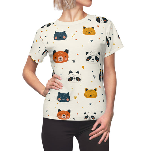Women's Cut & Sew Tee (Cute Wild Animals Design)