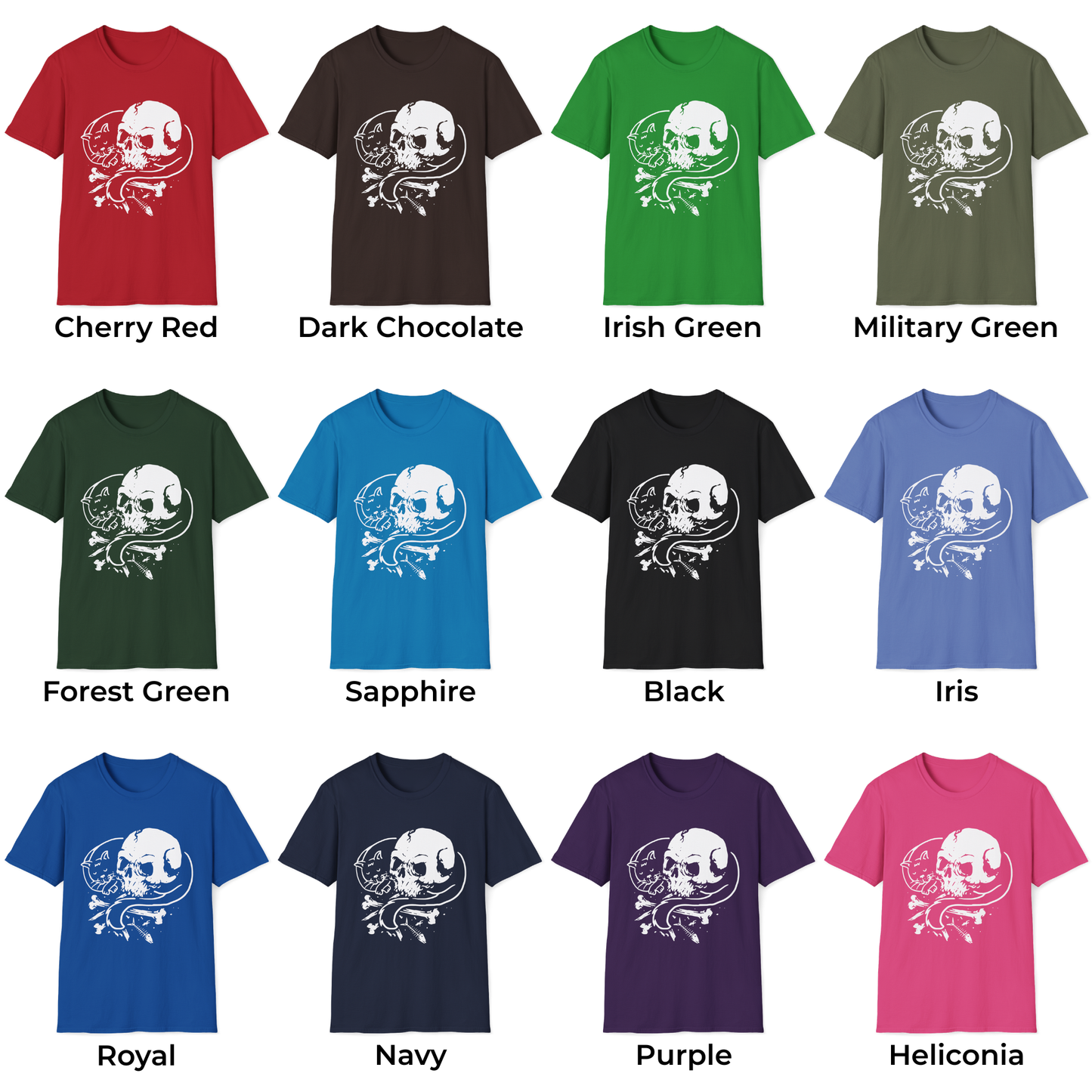 Gothic Skull and Cat Unisex T-Shirt