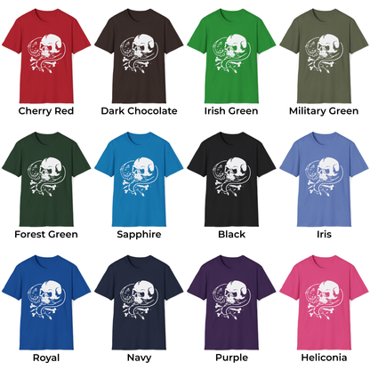 Gothic Skull and Cat Unisex T-Shirt