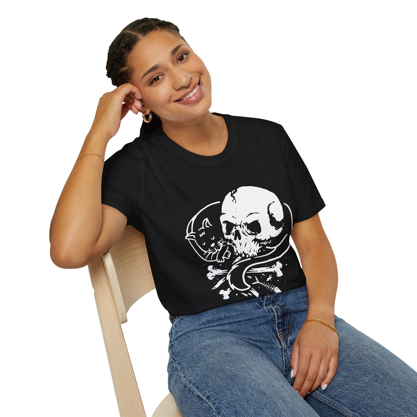Gothic Skull and Cat Unisex T-Shirt