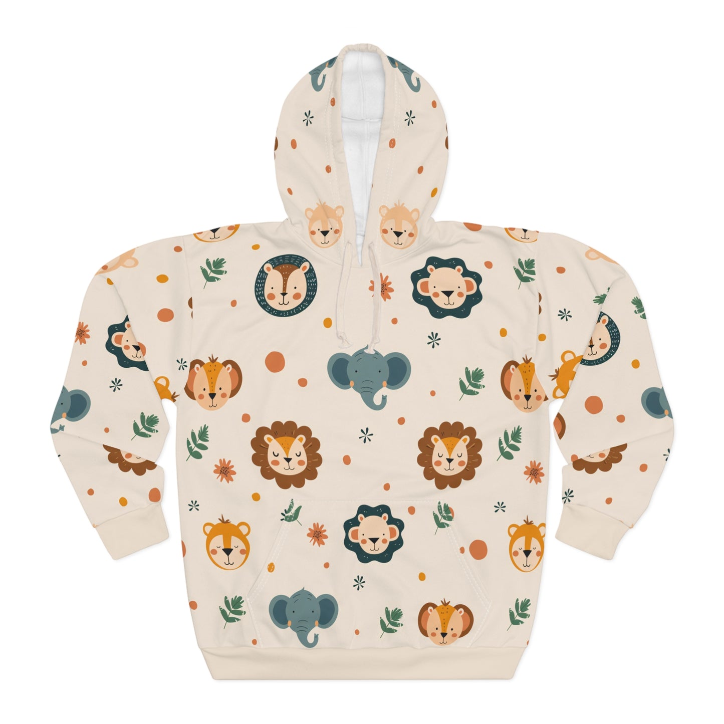 Unisex Pullover Hoodie (Cute Wild Animals Design)