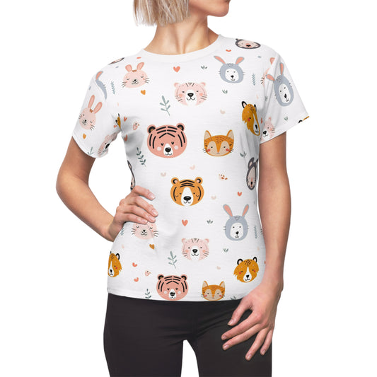 Women's Cut & Sew Tee (Cute Wild Animals Design)