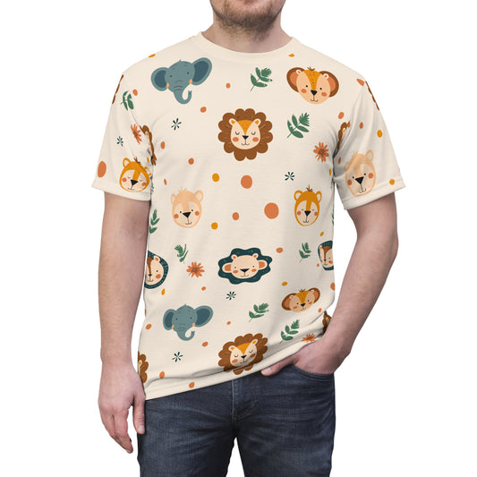 Men's Cut & Sew Tee (Cute Wild Animals Design)
