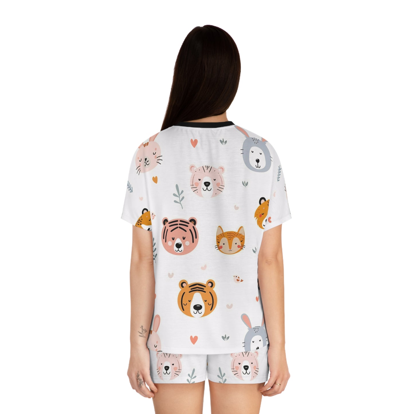 Women’s Short Pajama Set (Cute Wild Animals Design)