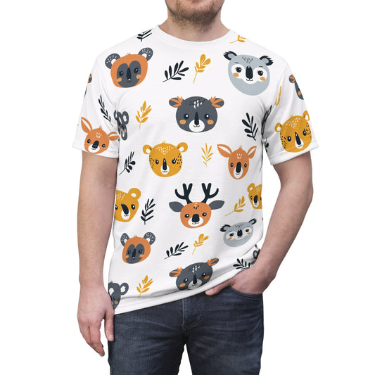 Men's Cut & Sew Tee (Cute Wild Animals Design)