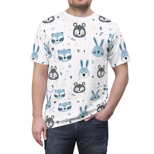 Men's Cut & Sew Tee (Cute Wild Animals Design)