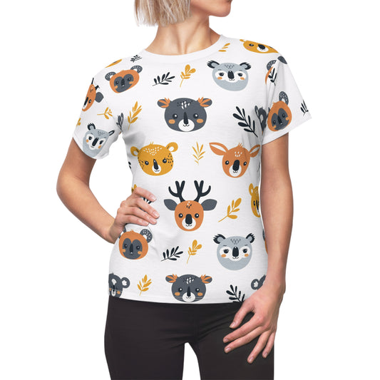 Women's Cut & Sew Tee (Cute Wild Animals Design)