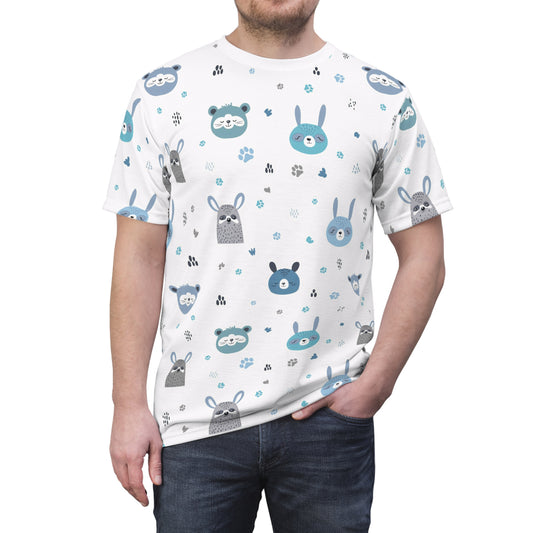 Men's Cut & Sew Tee (Cute Wild Animals Design)